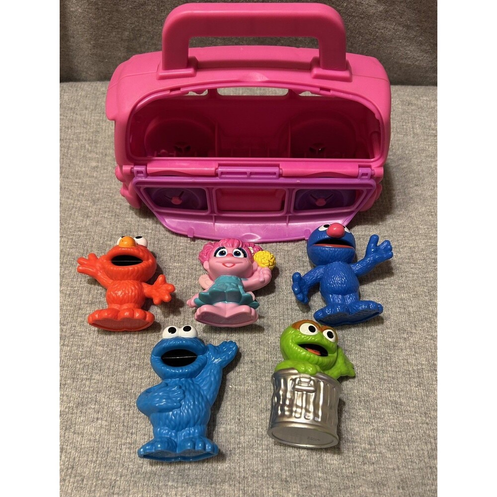 Sesame Street Abby On The Go Pink Bus 5 Figures Pre-owned